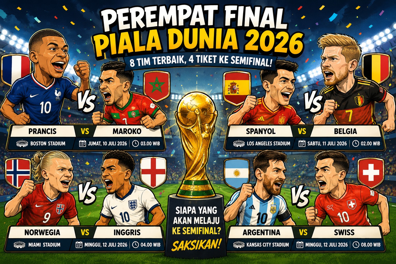 Empat Duel Panas Warnai Perempat Final Piala Dunia 2026 Empat Duel Panas Warnai Perempat Final Piala Dunia 2026